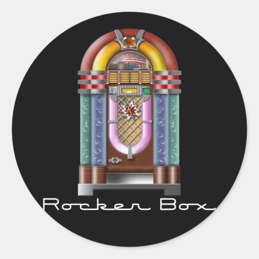 Rocker Box Jukebox Ronde Sticker (Voorkant)