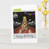 Rocker Cat Funny Birthday Card Kaart (Gele Bloem)
