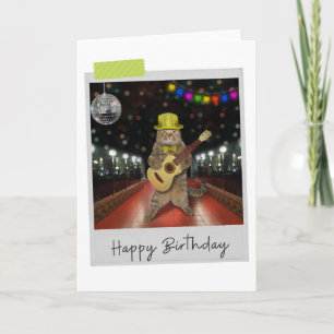 Rocker Cat Funny Birthday Card Kaart
