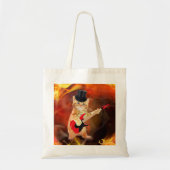 Rocker cat met bovenste hoed en gitaar tote bag (Voorkant)