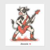 Rocker Cow PNG, Cow Playing Guitar Sticker (Vel)