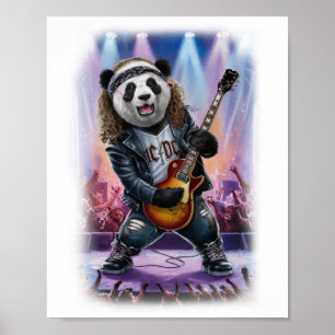 Rocker die elektrische gitaar speelt op een poster