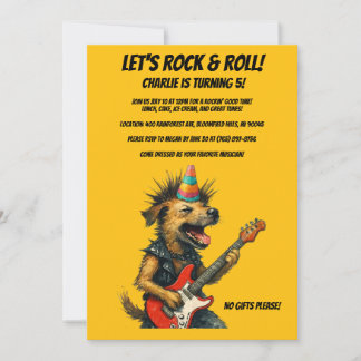Rocker Dog verjaardagsuitnodiging Kaart