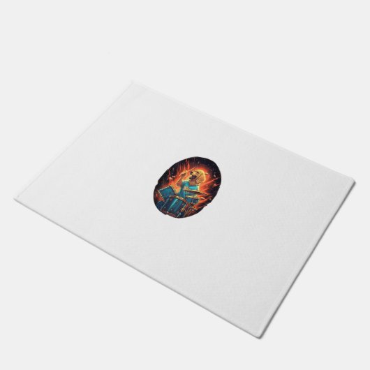 Rocker Drumming Golden Retriever Dog Drummer Deurmat (Schuin)