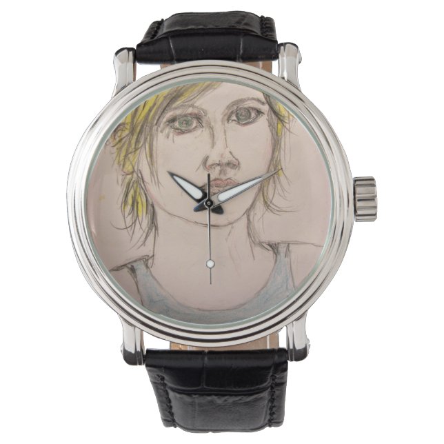 Rocker Girl met Tattoo Horloge (Voorkant)