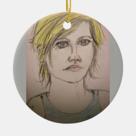 Rocker Girl met Tattoo Keramisch Ornament (Voorkant)