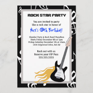 ROCKER GUITAR HERO Birthday Party Invitation Kaart