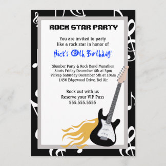 ROCKER GUITAR HERO Birthday Party Invitation Kaart
