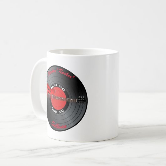 Rocker Guy Guitar Record naam Koffiemok (Voorkant links)