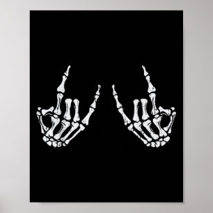 Rocker Hand Gebaar Rock Skelet Halloween Kostuum M Poster