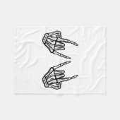 Rocker Hand Sign Rock Skeleton Retro Halloween Man Fleece Deken (Voorkant (Horizontaal))