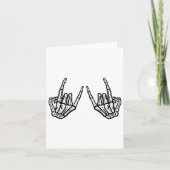 Rocker Hand Sign Rock Skeleton Retro Halloween Man Kaart (Voorkant)