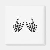 Rocker Hand Sign Rock Skeleton Retro Halloween Man Magneet (Voorkant)