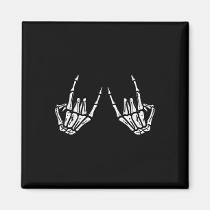 Rocker Hand Sign Rock Skeleton Retro Halloween Man Magneet