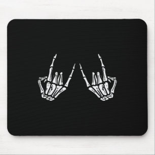 Rocker Hand Sign Rock Skeleton Retro Halloween Man Muismat