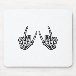 Rocker Hand Sign Rock Skeleton Retro Halloween Man Muismat
