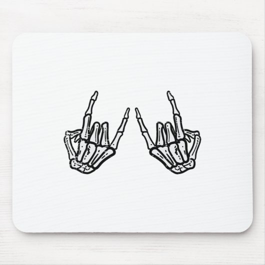 Rocker Hand Sign Rock Skeleton Retro Halloween Man Muismat (Voorkant)