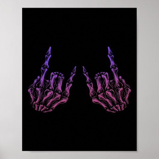 Rocker Hand Sign Rock Skeleton Retro Halloween Man Poster (Voorkant)