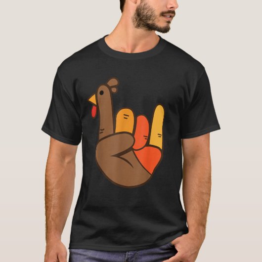 rocker Hand Turkije rock grappige Thanksgiving man T-shirt (Voorkant)