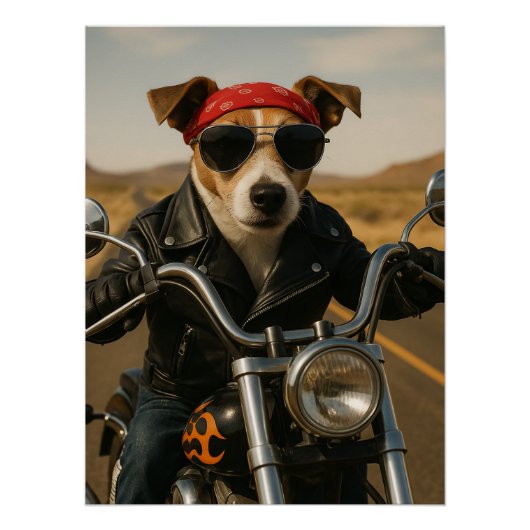 Rocker Jack Russell auf dem Highway Perfect Poster (Voorkant)