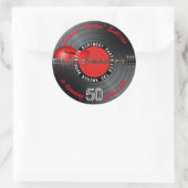 Rocker Kerel Guitar Record 50e verjaardag Ronde Sticker (Tas)
