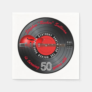 Rocker Kerel Guitar Record 50e verjaardag Servetten