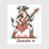 Rocker Koe, Koe spelen gitaar Sticker (Vel)