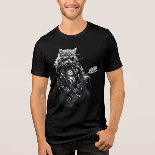 rocker metal cat tshirt (Voorkant)