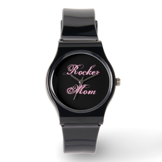 Rocker Moeder Horloge (Zwart & Roze) (Voorkant)