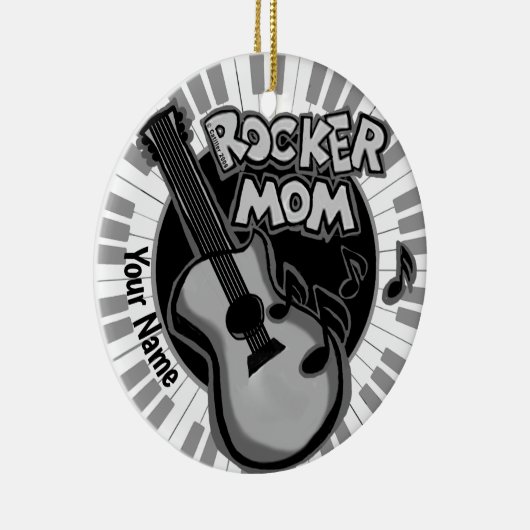 Rocker Mom-ornament Keramisch Ornament (Rechts)