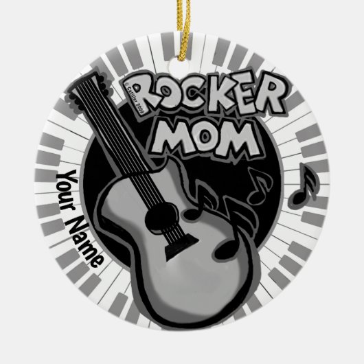 Rocker Mom-ornament Keramisch Ornament (Voorkant)