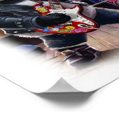 Rocker Panda plays Rock on a White  Poster (Hoek)