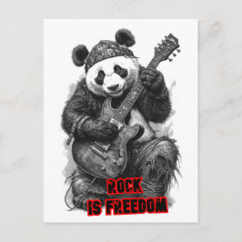 Rocker Panda zegt: Rock is Vrijheid op een Feestdagenkaart