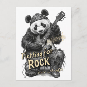 Rocker Panda zegt: Vechten voor Rock op een Feestdagenkaart