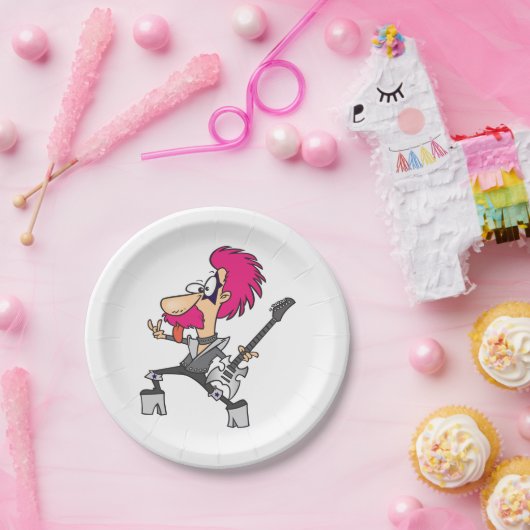 Rocker Paper-Borden met Rock Star-imitator Papieren Bordje (Feest)