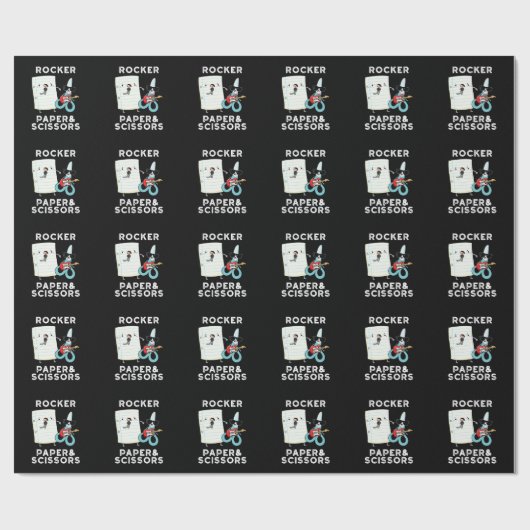 Rocker Paper en Scissors Funny Game Pun Dark BG Cadeaupapier (Vlak)