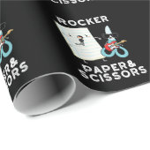 Rocker Paper en Scissors Funny Game Pun Dark BG Cadeaupapier (Rol Hoek)