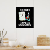 Rocker Paper en Scissors Funny Game Pun Dark BG Poster (Keuken)