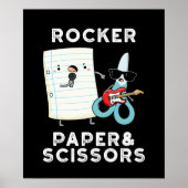 Rocker Paper en Scissors Funny Game Pun Dark BG Poster (Voorkant)