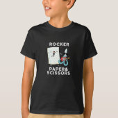 Rocker Paper en Scissors Funny Game Pun Dark BG T-shirt (Voorkant)