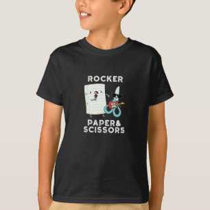 Rocker Paper en Scissors Funny Game Pun Dark BG T-shirt