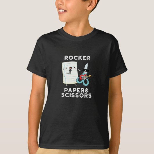 Rocker Paper en Scissors Funny Game Pun Dark BG T-shirt (Voorkant)