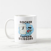 Rocker Paper en Scissors Funny Game Pun Koffiemok (Links)