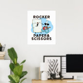 Rocker Paper en Scissors Funny Game Pun Poster (Thuiskantoor)