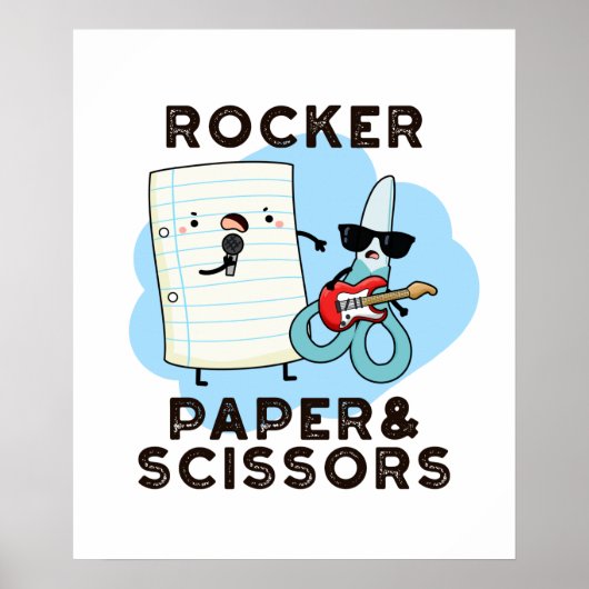 Rocker Paper en Scissors Funny Game Pun Poster (Voorkant)