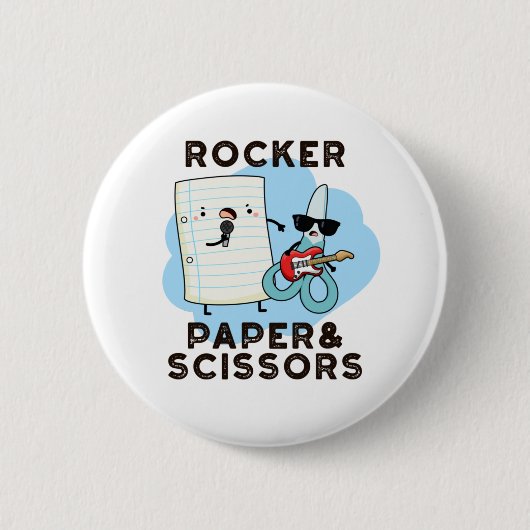 Rocker Paper en Scissors Funny Game Pun Ronde Button 5,7 Cm (Voorkant)