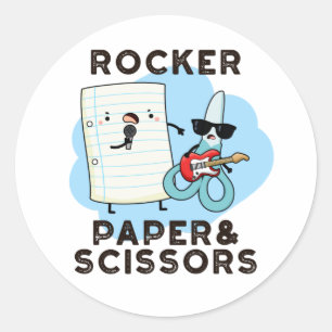 Rocker Paper en Scissors Funny Game Pun Ronde Sticker