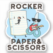 Rocker Paper en Scissors Funny Game Pun Sticker (Voorkant)