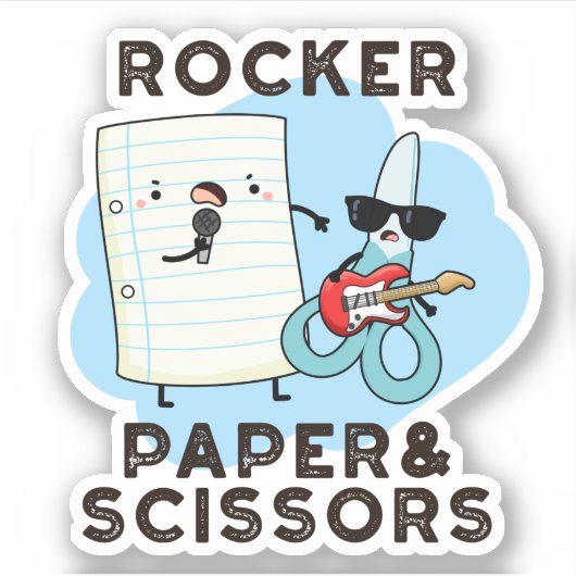 Rocker Paper en Scissors Funny Game Pun Sticker (Voorkant)