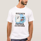Rocker Paper en Scissors Funny Game Pun T-shirt (Voorkant)